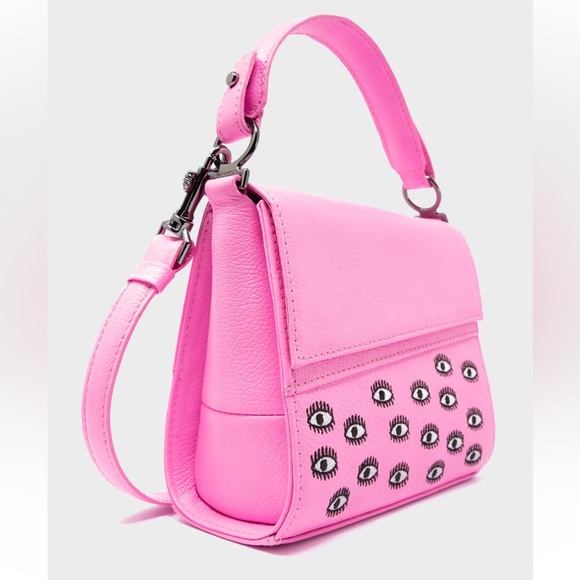 Anastasio Micro Crossbody Handbag Bubblegum Pink Leather - Eyes Embroidery - Picture 11 of 11